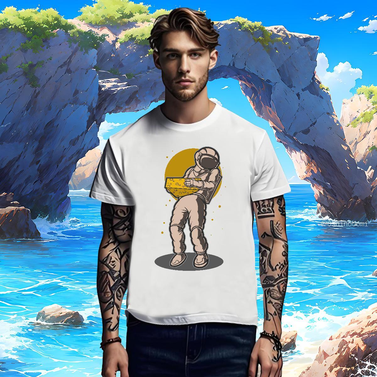 Men T Shirts 230g 100% Cotton cosmonaut High Street Hip Hop Breathable Short Sleeve Oversized 3XL 4XL Couples T Shirts Fashion TOP Quality Wear