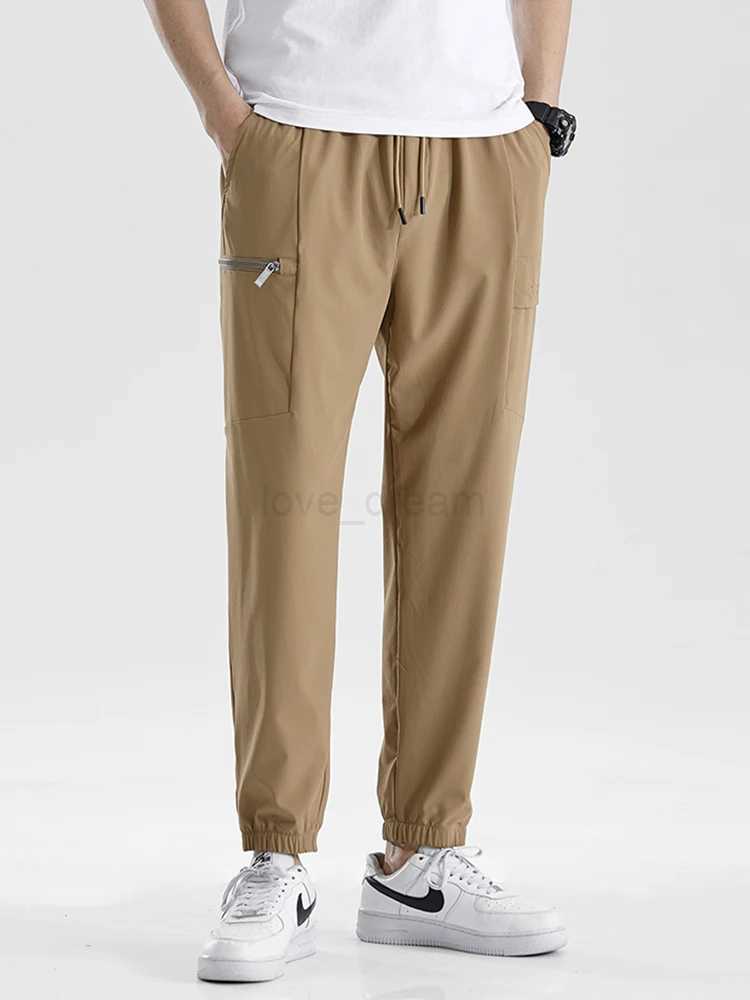 Summer Quick Dry Men Joggers Sweatpants Breathable Stretch Ankle-Length Sport Casual Cargo Pants Male Loose Track TrousersXJ240813