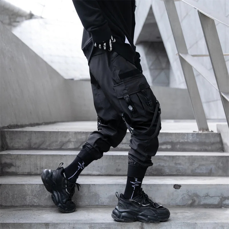 2024 multi pocket cargo pants mens Y2K tactical and technical clothing foot pants punk style casual umbrella pants240812