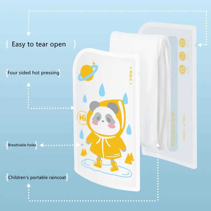 5PCS Childrens Portable Raincoat Travel Outdoor Rainwear Waterproof Boys Girls Disposable Camping Rain Cover Travel Supplies Y240810