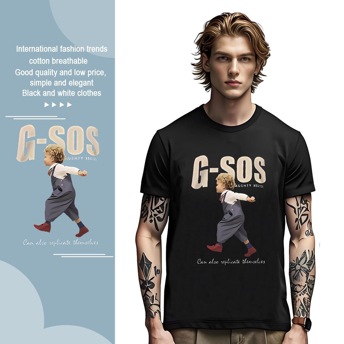 T Shirt For Man 230g Pure Cotton person Casual Beach Round Neck Short Sleeve Anime Men Tees 2024 Summer Cool Design Tshirts