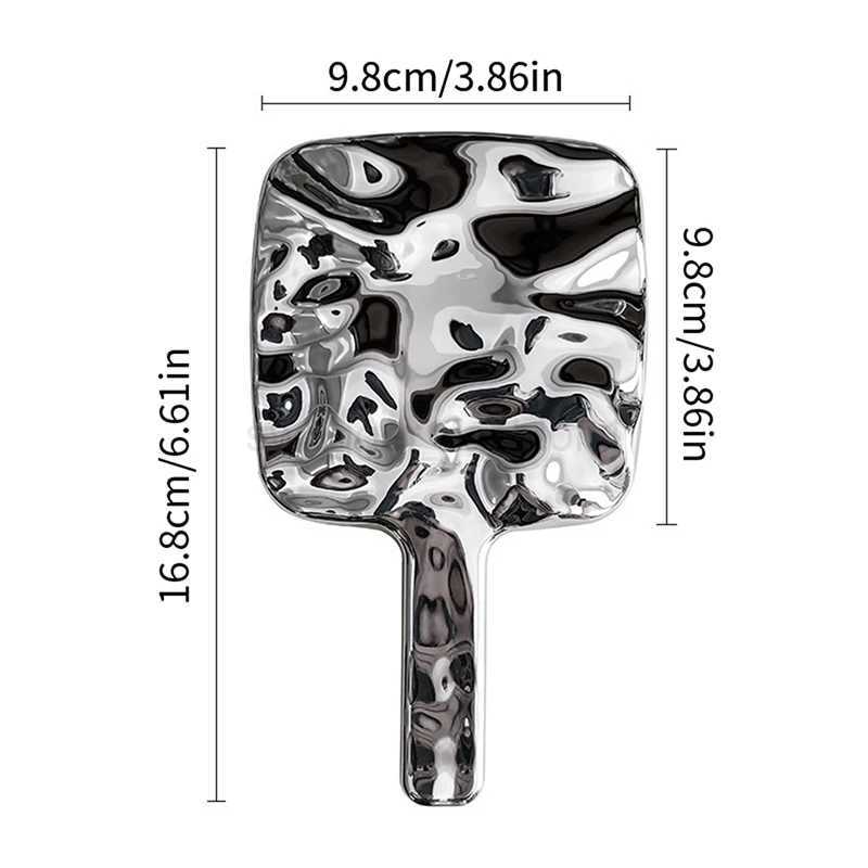 Ins Liquid Shape Square Mirror Mini Hand-held Desktop Cosmetic Mirror Makeup Mirror Travel Metallic Portable Beauty MirrorXJ240813