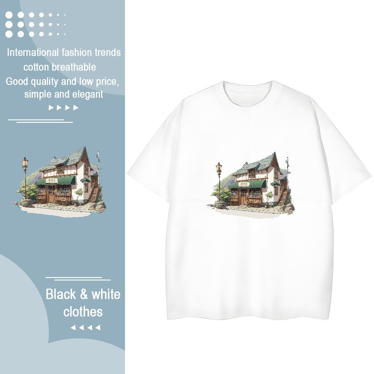Unisex T-Shirts House Breathable Hip Hop Street Plus Size Custom 230g Cotton Couples T Shirts Fashion Design Clothings