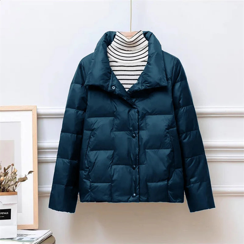Autumn Winter Parkas Women Fashion Stand-up Collar Lightweight Thin Down Cotton Coat Female Casual Warm Outerwear 5XL 240813