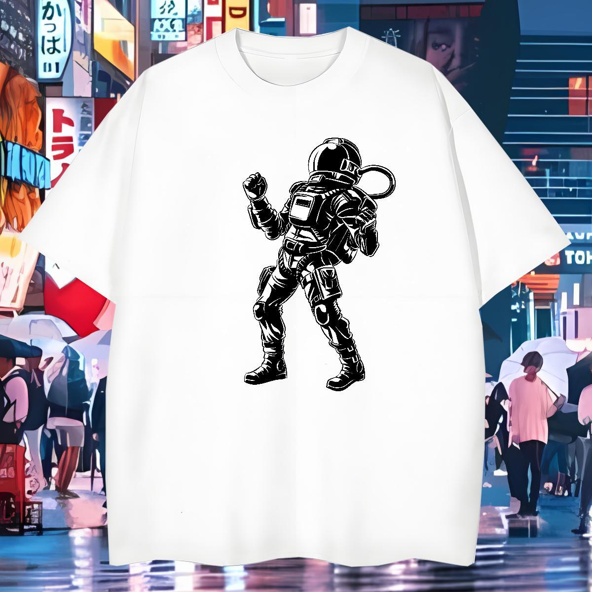 Man T Shirts 230g Pure Cotton cosmonaut Home Outdoor O-Neck Short Sleeve Oversized 3XL 4XL Men Tshirts Casual New TOP Quality Tee Shirt