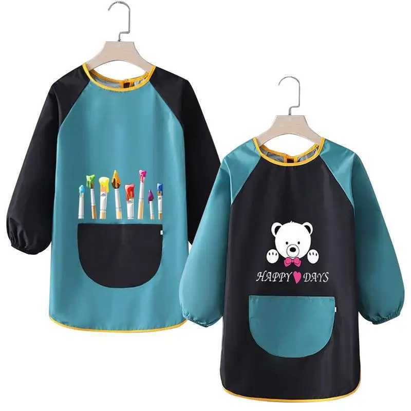 Bibs Burp Cloths Baby Kids Bibs Cute Children Baby Stuff Toddler Waterproof Long Sleeve Art Smock Feeding Bib Apron for Kids 0-6 YearsL4812