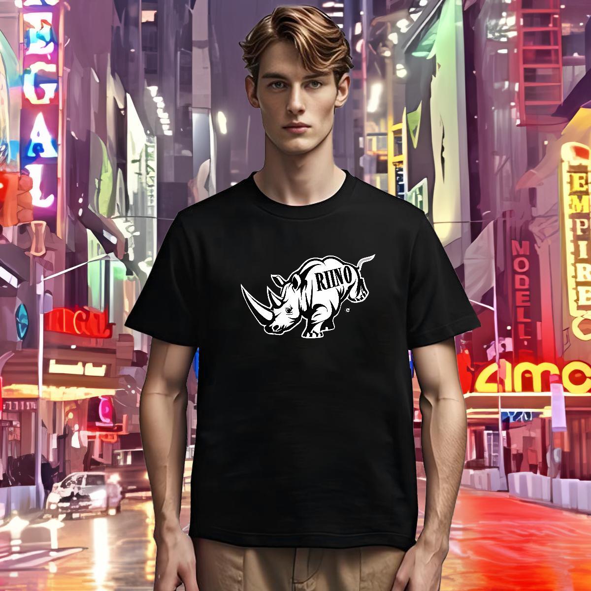 Men T Shirts 230g 100% Cotton rhinoceros Street Casual Breathable Soft Anime Men Tops Tees Fashion Design High Quality Tee Shirt