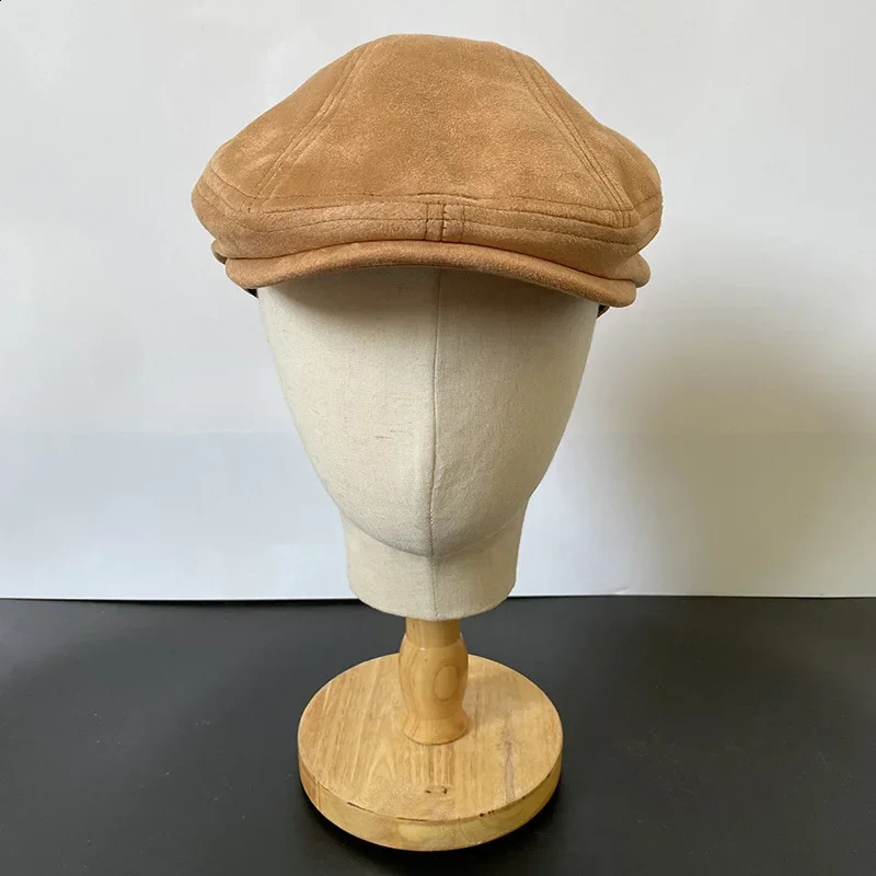 Casual Suede Autumn Winter Beret Men British Retr Hat Women Camel Forward Fashion Duckbill Driving Hats Cabbie Cap 240805
