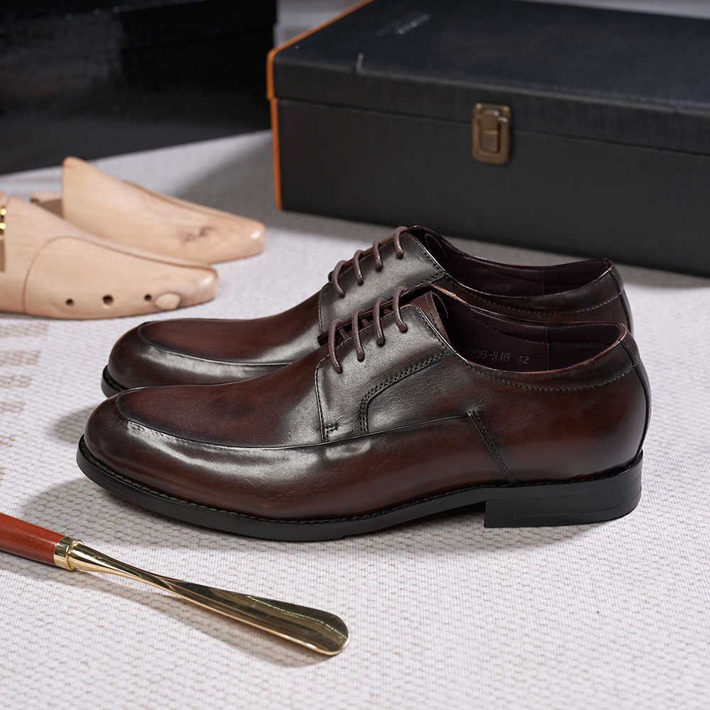 CMM Business Formal Leather Shoes Mens Highend One Piece Cowhide Made Derby Shoes Mens Formal Shoes