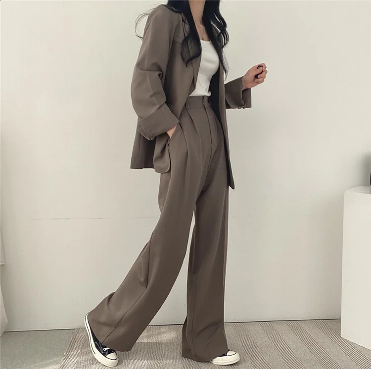 Woman Blazer Jacket Long Pants Trousers Women Set Pink Suits Office Korean Two-Piece Single Breasted Business Wear ZX-828 240813