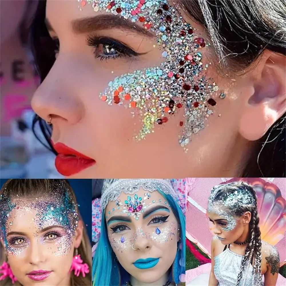 Mermaid Sequins Body Glitter gel - Lasting gloss for carnivals parties festivals and stage performances - Perfect for teenage girls W240812
