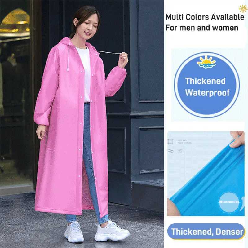 Reusable portable adult model hiking raincoat eva rain poncho thick section outdoor transparent one-piece childrens raincoat Y240810