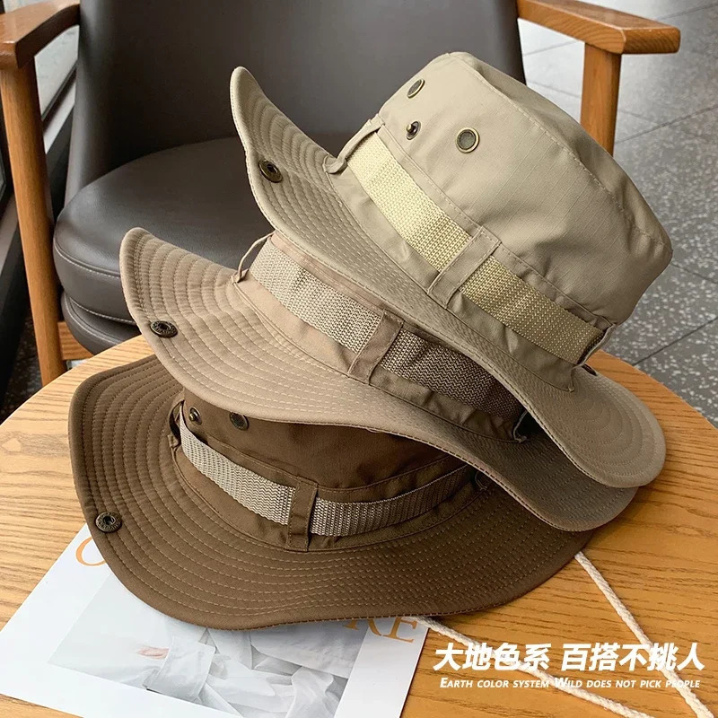 Customized Printing Four Seasons UV resistant Hiking Hat Outdoor Fishermans Western Cowboy Wind Sunshade Camping Mens 240812