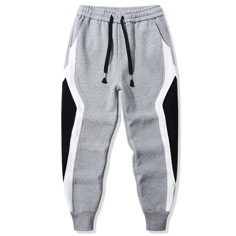 Autumn Winter Mens Loose Casual Pants Trendy Patchwork Trousers Warmer Fleece Long Thicken Pants Sweatpants Joggers PantsXJ240813