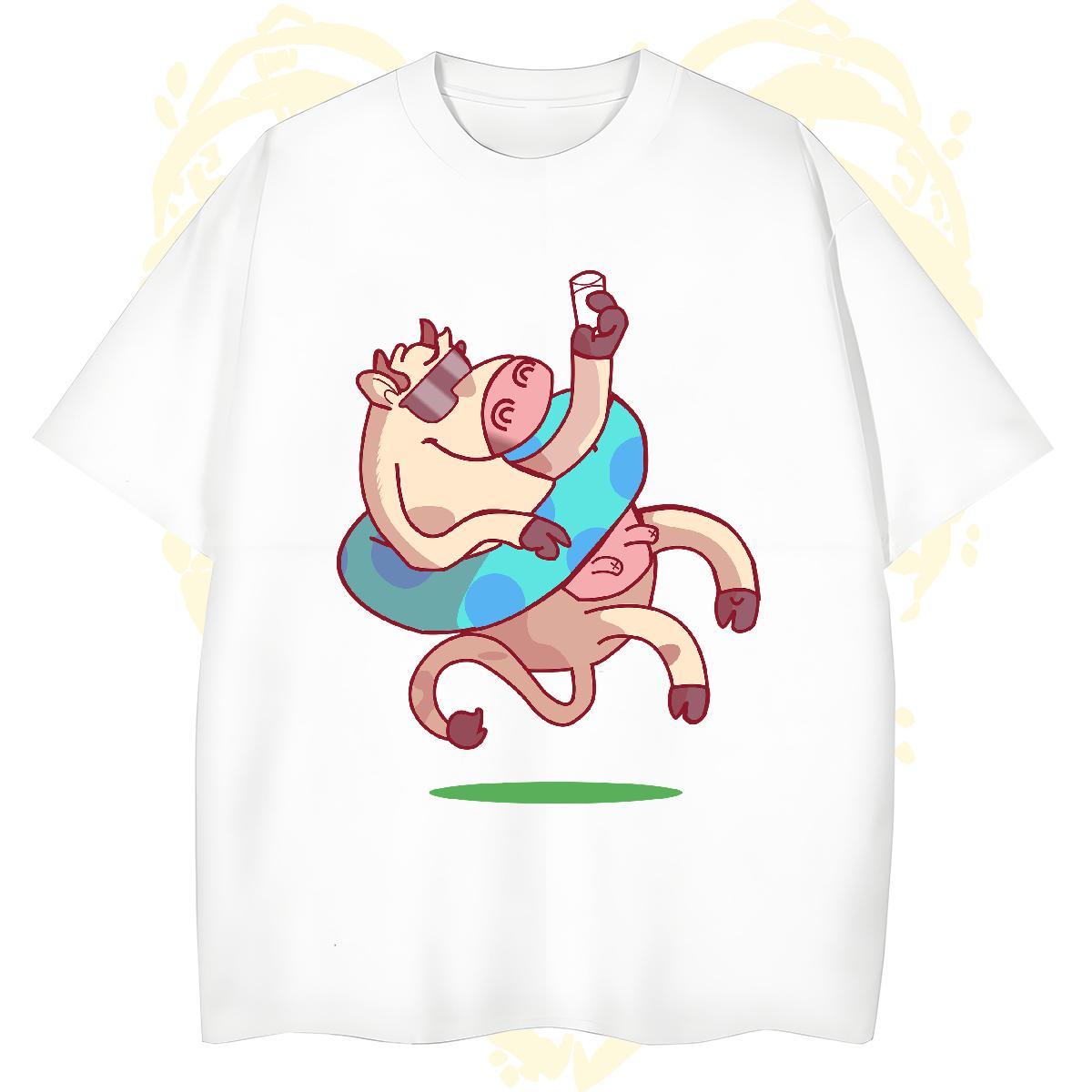 Popular T-Shirts for Men cow Breathable Short Sleeve Sport Custom Print Plus Size 100% Cotton 230g Mens Tshirts New Tops