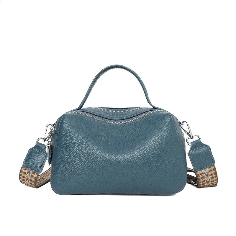 Fashion Cross Body Bag Womens Genuine Leather Simple High Quality Handbag Retro Boston Shoulder 240813