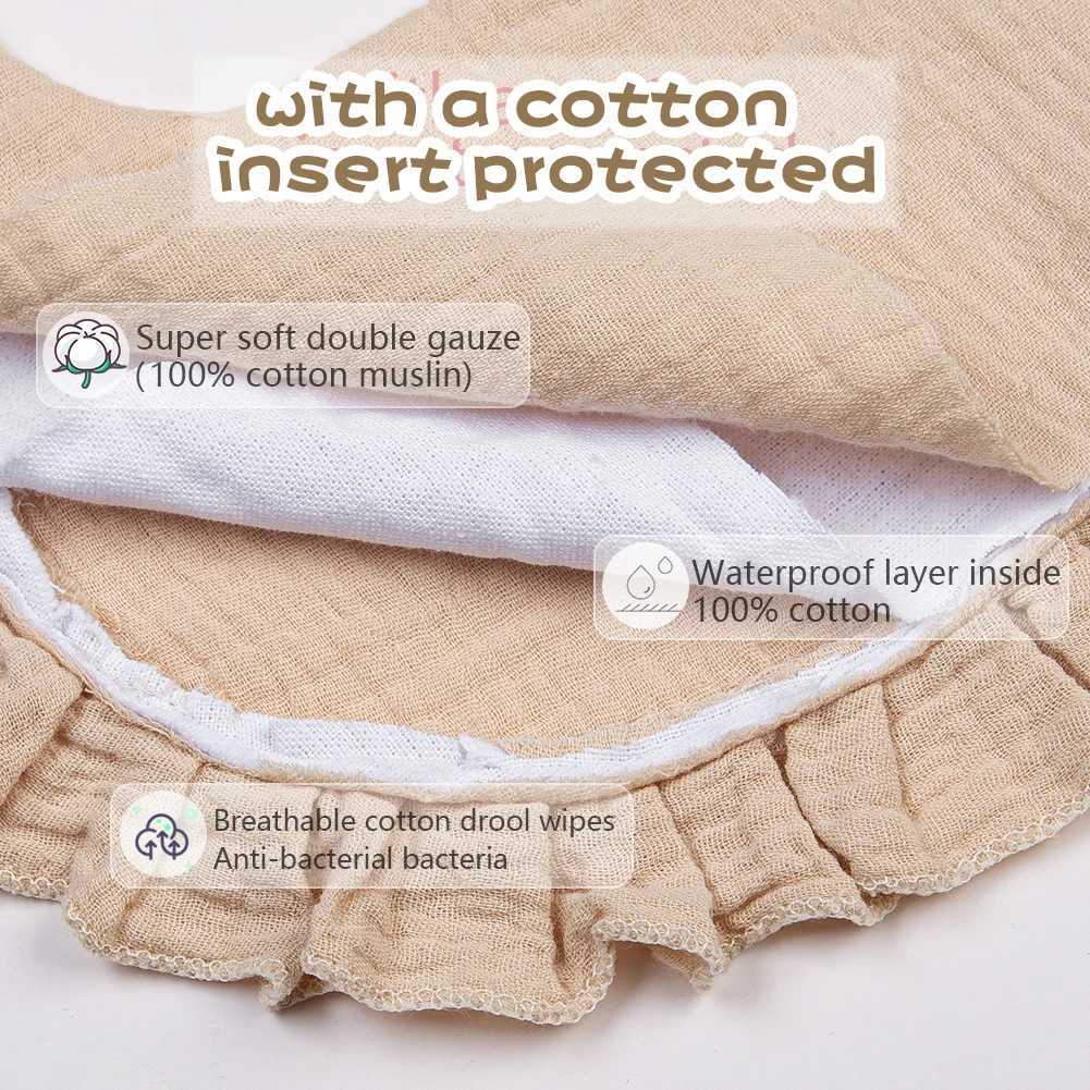 Bibs Burp Cloths Solid Baby Bibs Adjustable Snap Saliva Towel Ruffled FrilEdge Muslin Cotton Burp Cloths A Grade Infant Boys Girls Feeding ScarfL4812