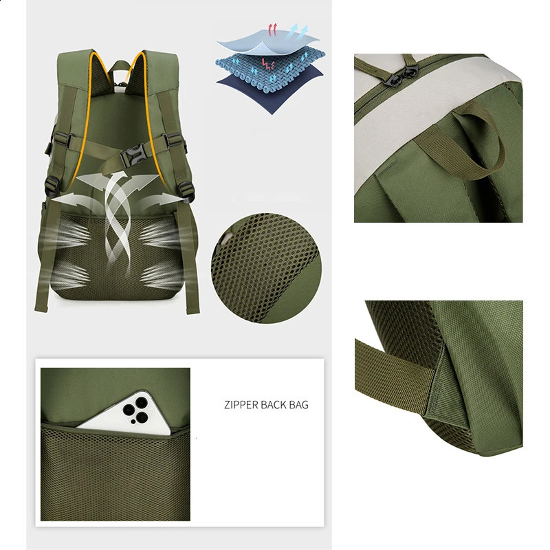 VC Contrasting Color Hiking Backpack for Outdoor Travel Waterproof Lightweight Mens Daily Versatile Unisex Edition 240813