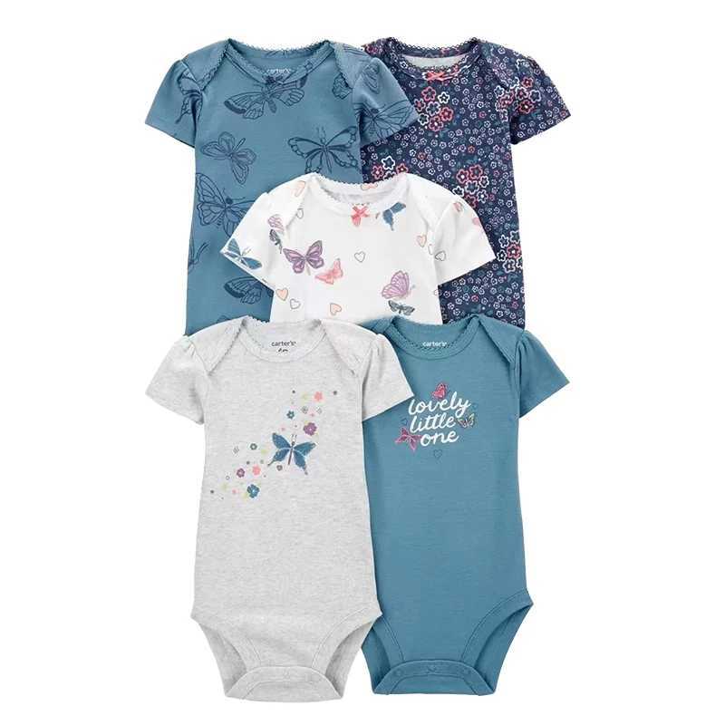 5 pieces of summer baby tight fitting clothes for girls and boys cotton newborn baby clothes pajamas baby jumpsuits cartoon baby clothes W240812