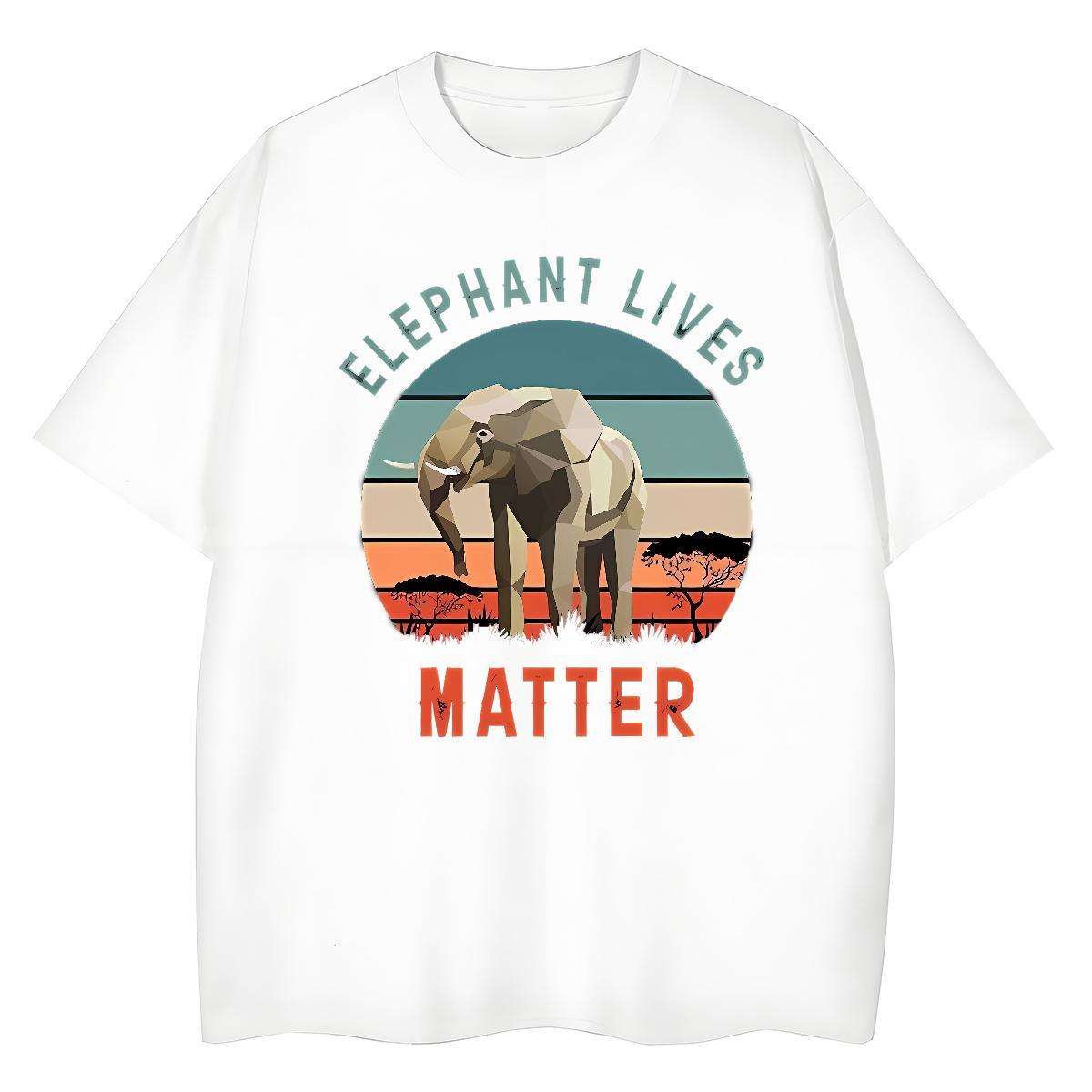 Custom Men Tops Tees Elephant Daily Outfit 100% Cotton 230g Wear Breathable Crew Neck Unisex Men T Shirts Black White