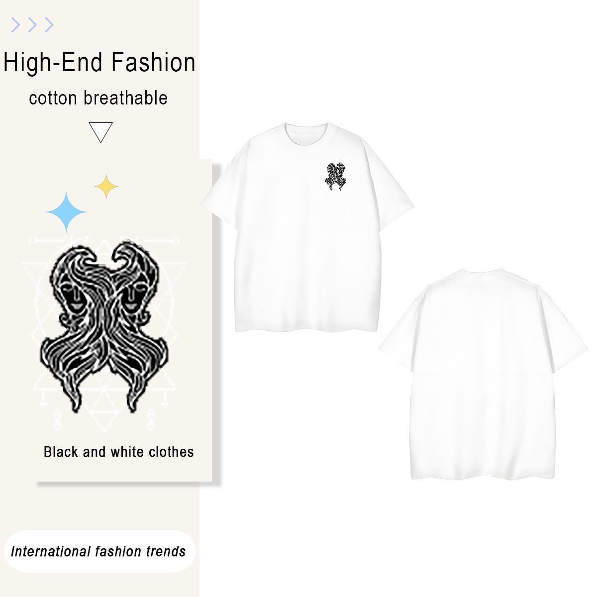 Man T Shirts 230g 100% Cotton creature Home Outdoor Pure Cotton Custom Cartoon Tshirt for Man Woman Factory Direct Loose Fit Tops Shirt