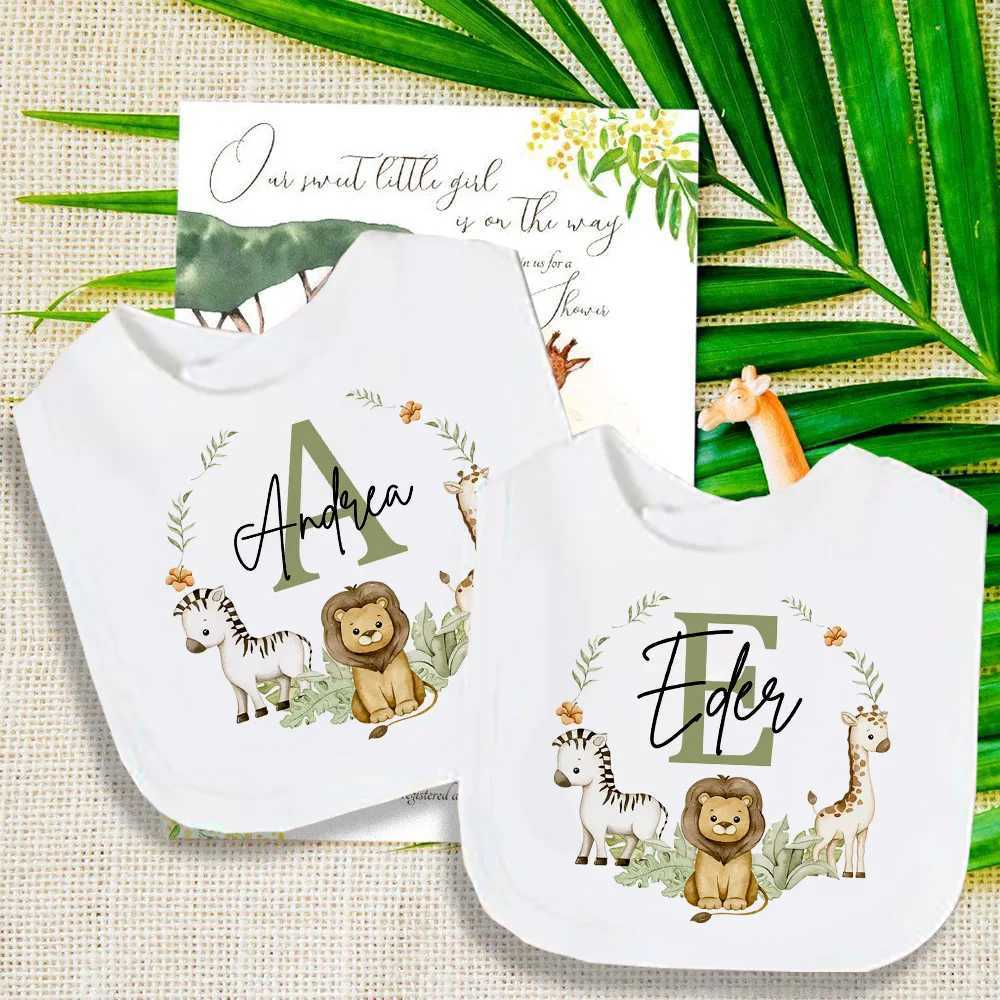 Bibs Burp Cloths Personalised Baby Bib Safari Animals Bibs Initial with Name Newborn Wild One Birthday Gifts Infant Saliva Towel Baby Shower GiftL4812