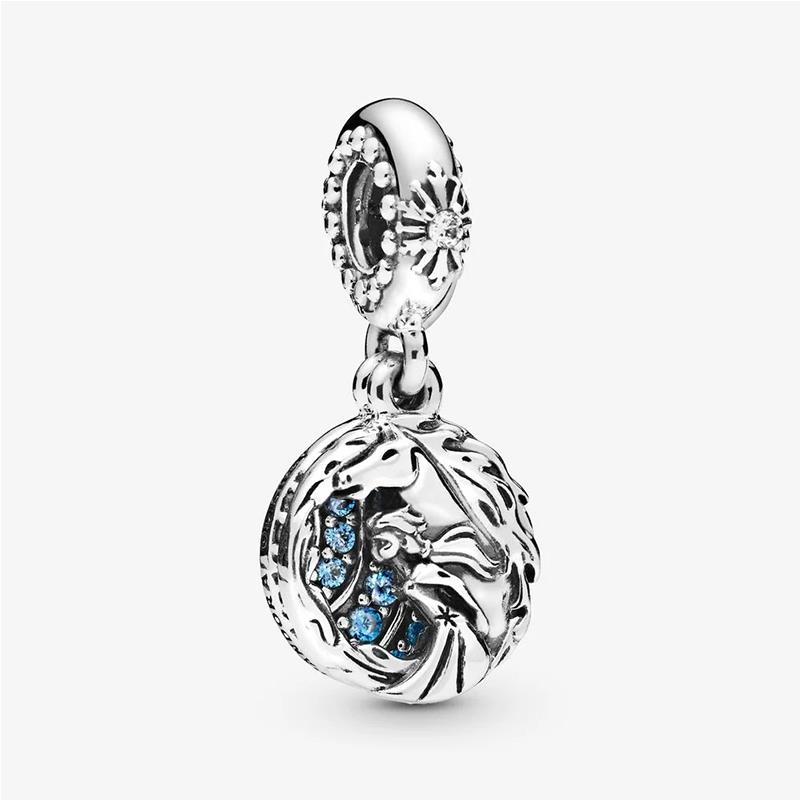 925 Sterling Silver Glacier Blue Horse Princess Shoes Mouse Glass Charm S925 Snake Bracelet Beads For Jewelry Making Free Shipping