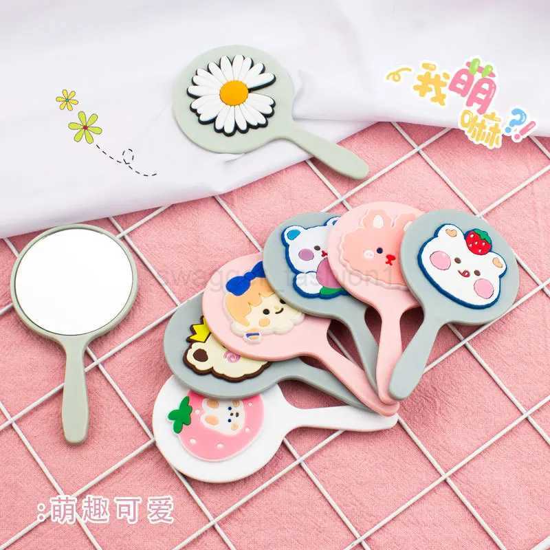 Handheld Portable Cartoon Dormitory Korean Princess Mirror Mini Paper Mirror Cosmetic Mirror Make up ToolsXJ240813