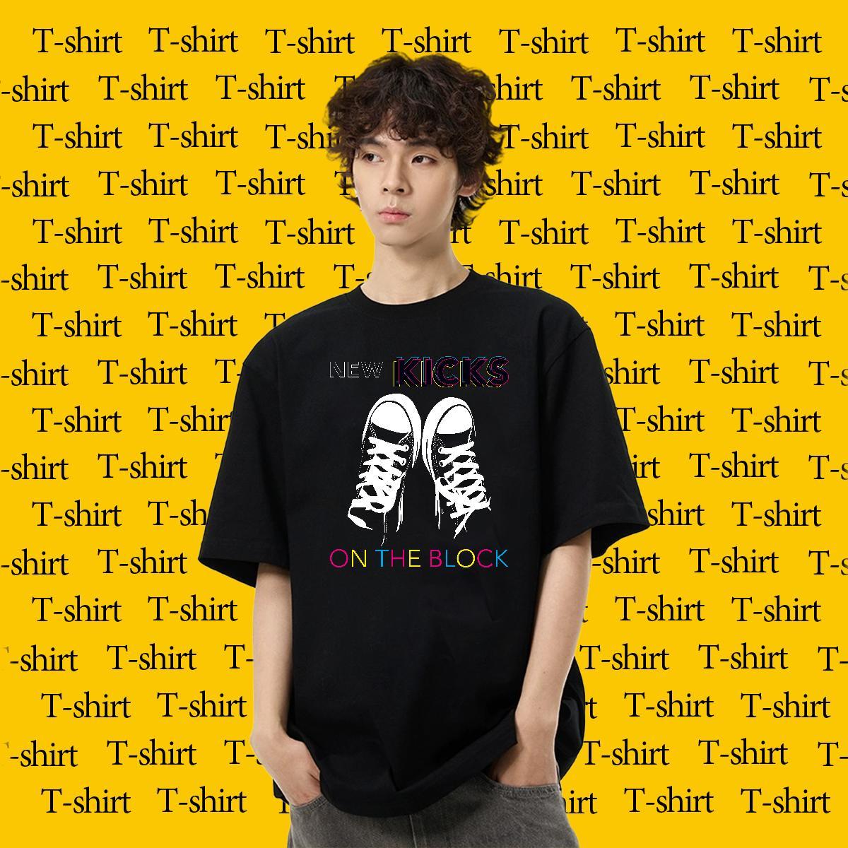 TOP Quality Couples T Shirts Spring Summer 230g Cotton Asian Size Round Neck Short Sleeve letter T Shirts Men 2024 New Tees Shirts