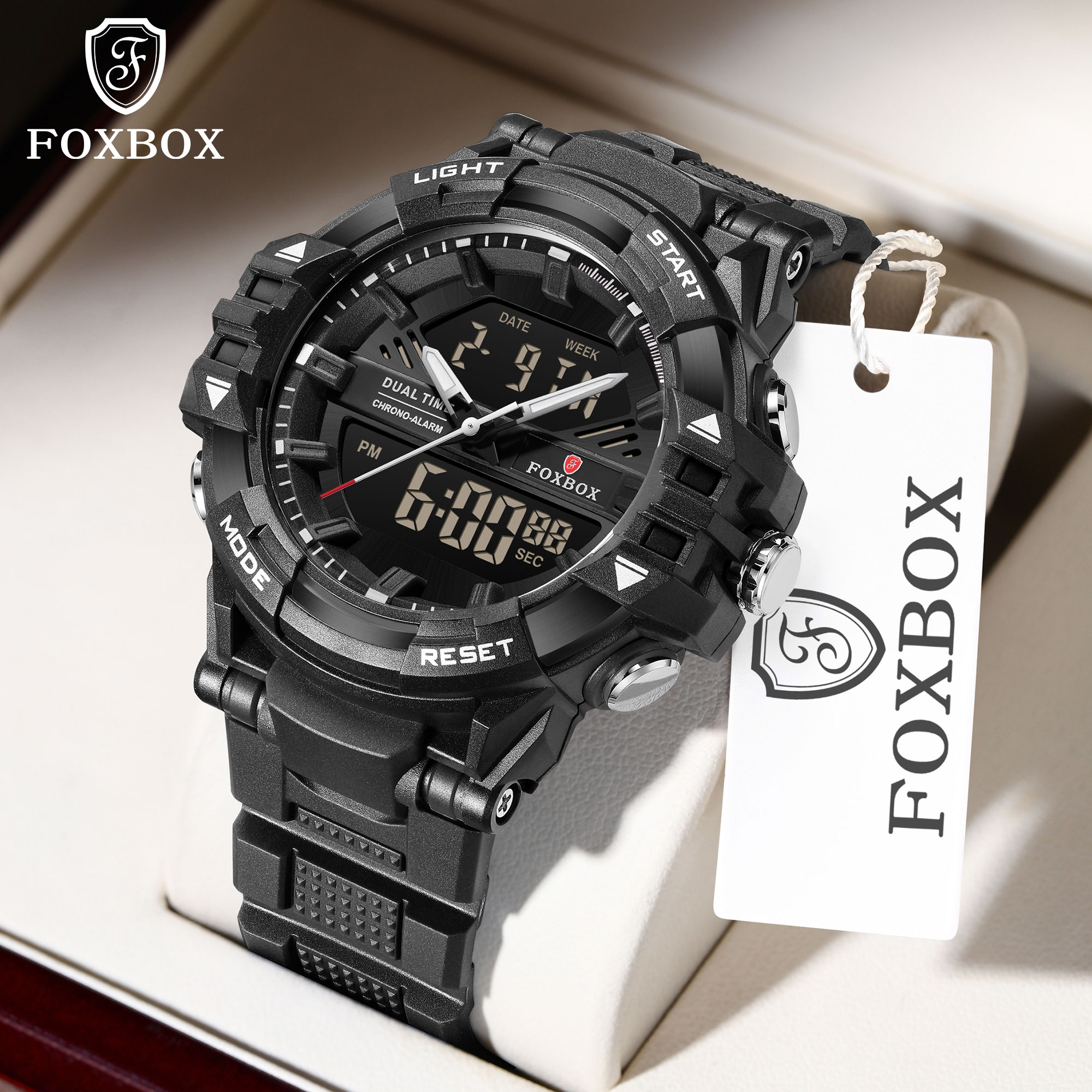 LIGE Outdoor Sports Student Waterproof Night Light Multi functional Men's Dual Display Electronic Watch Fashion Large Dial Watch