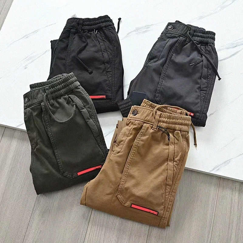 mens designer straight trousers autumn and winter new fashion luxury pants high quality silk comfortable cotton material multi-pocket cargo pants Z9KW#