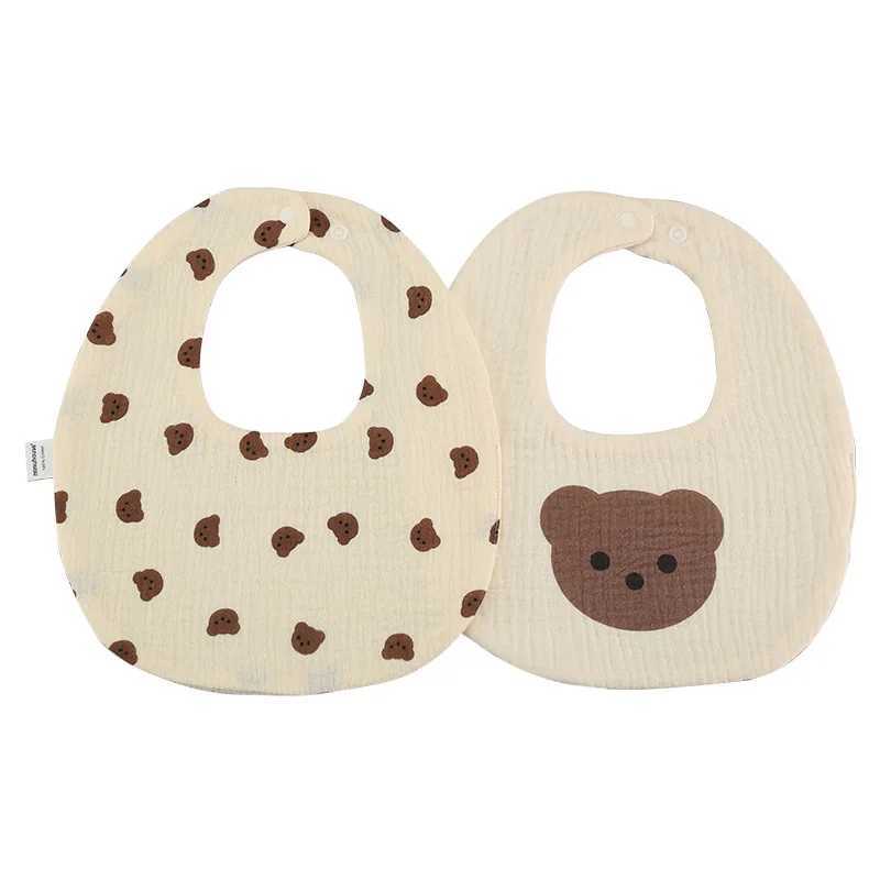 Bibs Burp Cloths 2pcs/set Summer Cotton Gauze Baby Print Bibs Infant Bib Newborn Burp Cloths Bandana Scarf for Kids Boy Girl Feeding Saliva TowelL4812