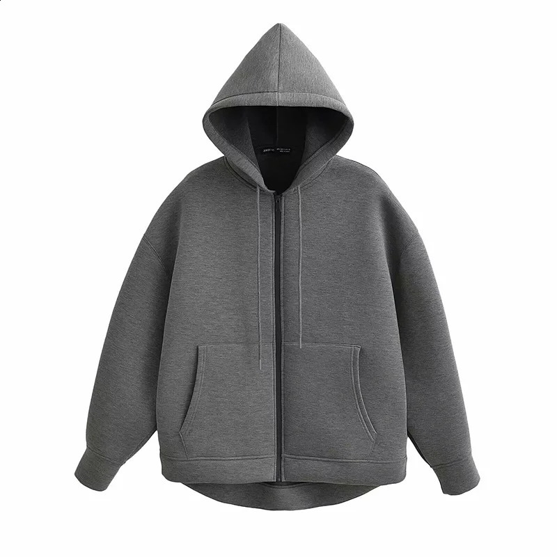 Womens Winter Vintage Hoodies Zipper Sweatshirts Fashion Long Sleeve Streetwear Parkas Female Outerwear Korean Clothes 240812