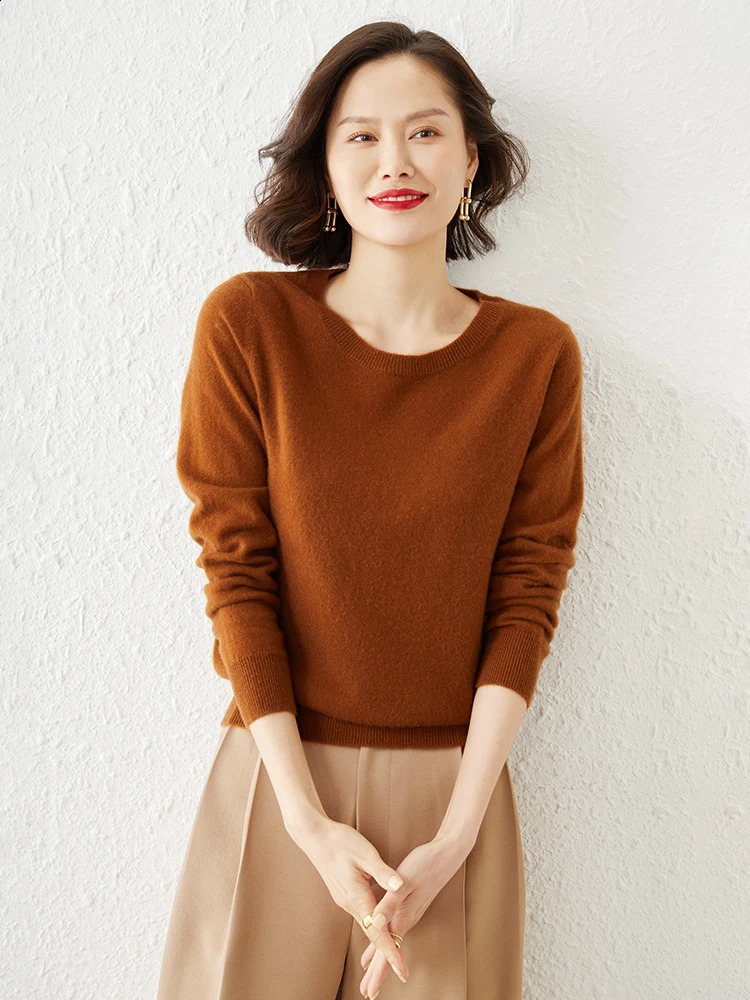 CAIXINGLE Classic style s Of Wool Sweater Round Collar Fashion On The Solid Color Long Sleeve Knitted Pullover S-XXXL 240812