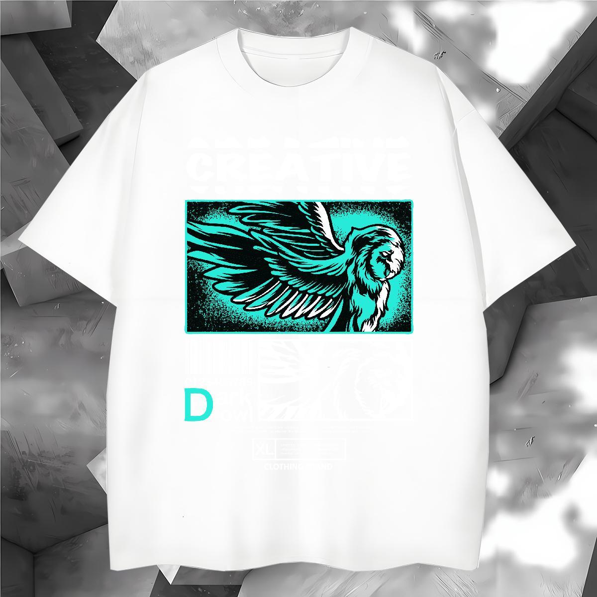 Cool T Shirts Men eagle Breathable Short Sleeve Casual Daily Wear Cartoon Print 100% Cotton 230g Tshirt for Man Woman Designer Tops Tees