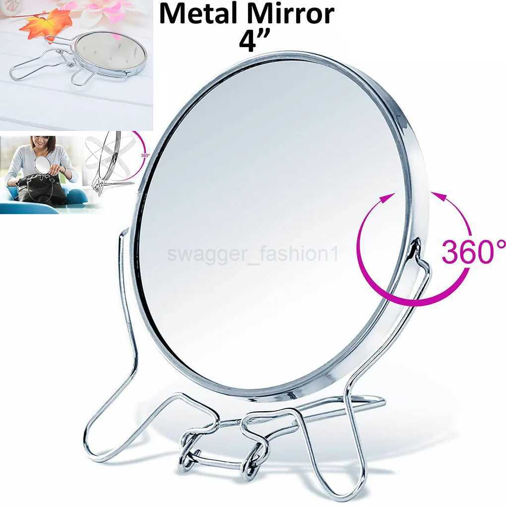 Makeup Cosmetic Mirror 4 Round 360 Degree Rotation 2 Face Tabletop Mirror Magnifier Stainless Steel Makeup Mirror StandingXJ240813
