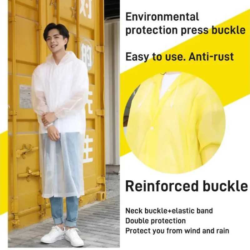 Reusable portable adult model hiking raincoat eva rain poncho thick section outdoor transparent one-piece childrens raincoat Y240810