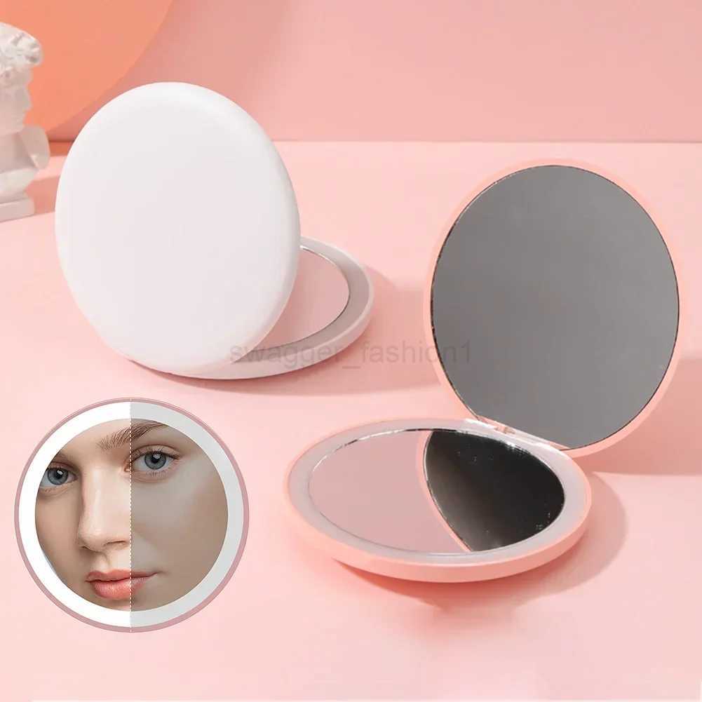 Makeup Mirror Light Mini Portable LED Light Hand Hold Cosmetic Mirror Foldable Lightweight Mini Design Pocket MirrorXJ240813