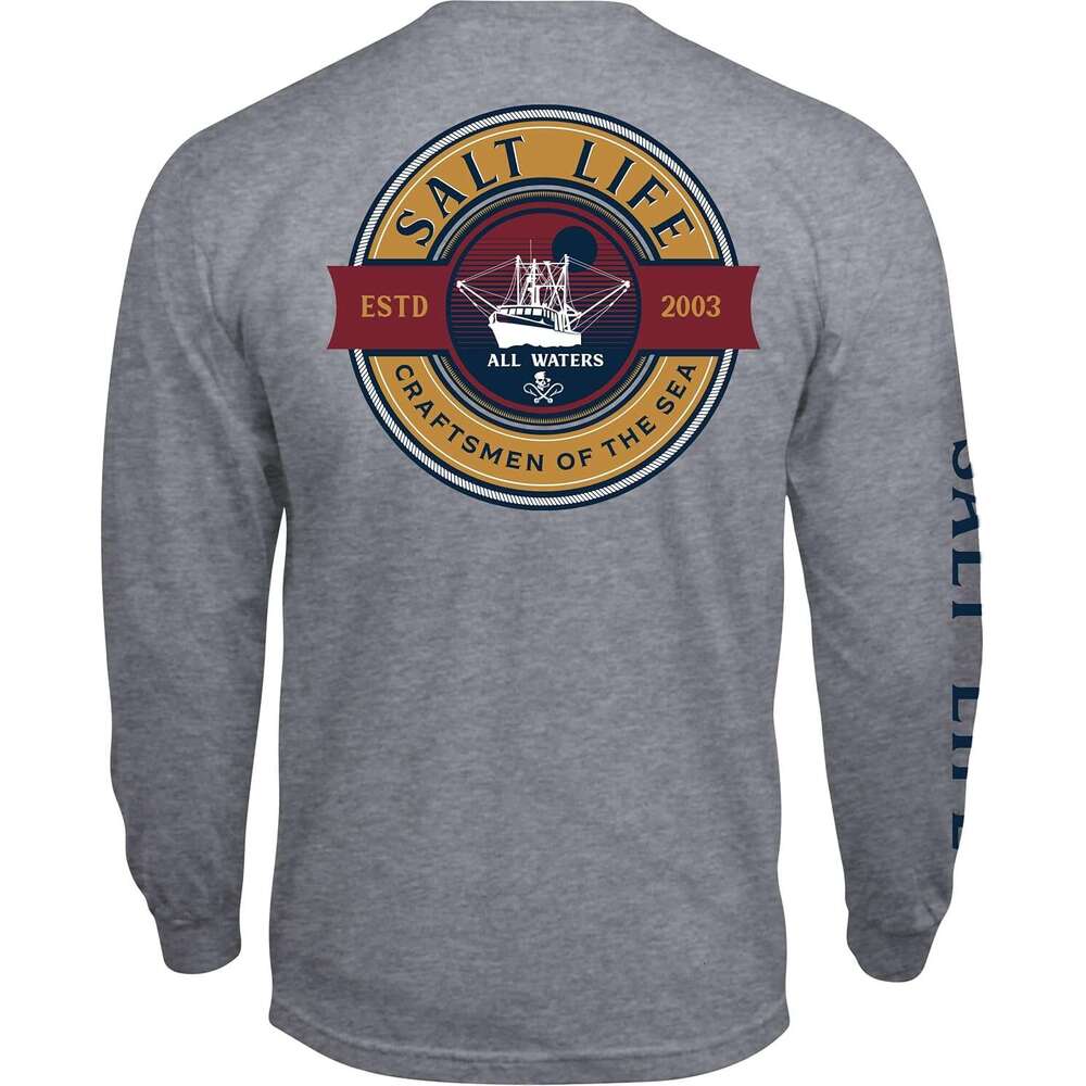 Long Sleeve Shirts for Men sweatshirt Salt Life All Waters Long Sleeve Crew Neck Tee Tee Streetwear Casual tops clothes