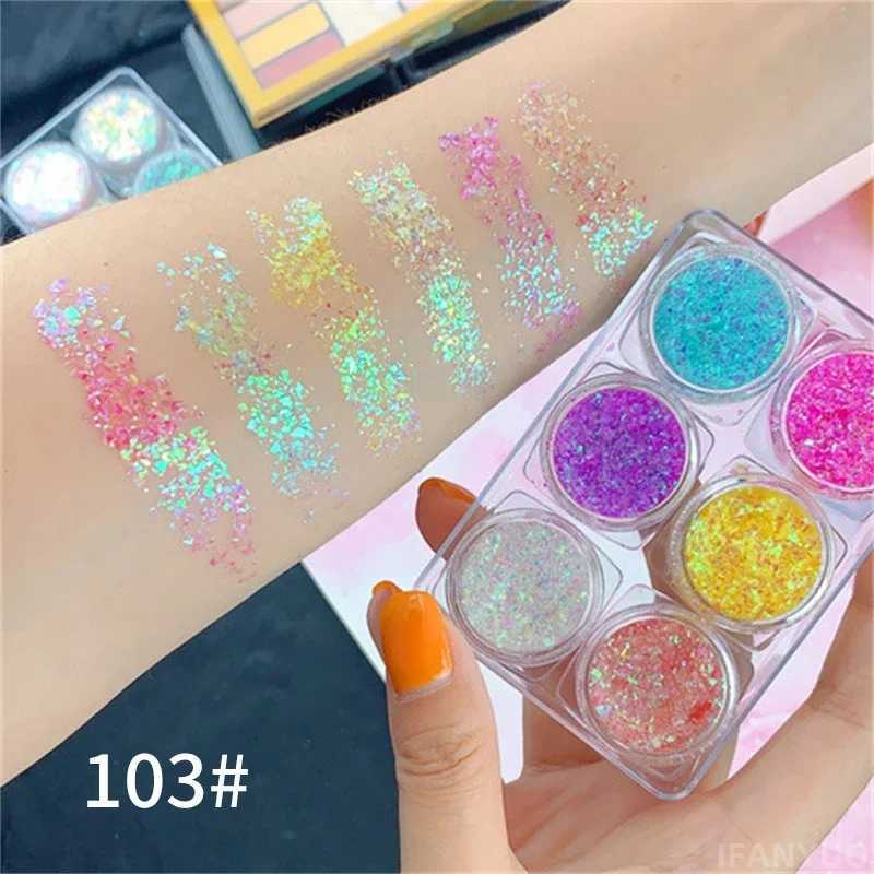 6-color sequin gel eye shadow palette glitter diamond eye shadow makeup hair body face glitter gel art glitter loose sequin cream W240812