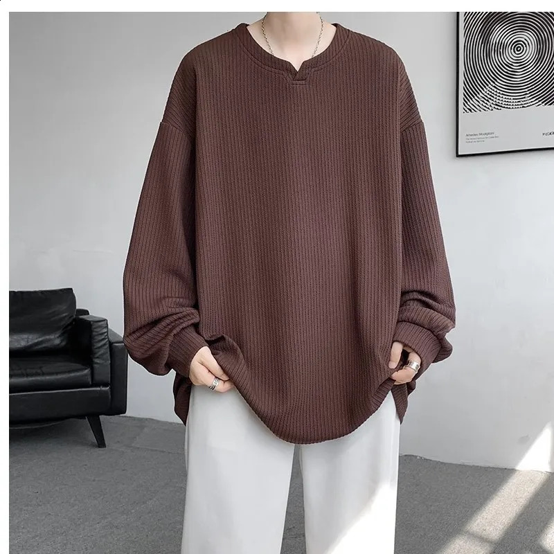 High Quality Texture Long Sleeve T shirt For Men Spring Autumn Casual Mens T-shirts Male Tops Classic Clothes Mens T-Shirts 240812