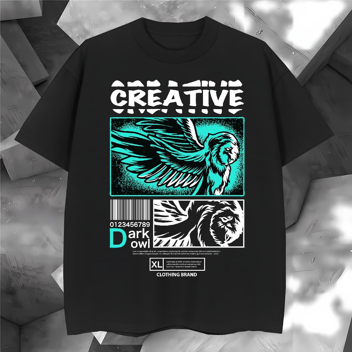 Cool T Shirts Men eagle Breathable Short Sleeve Casual Daily Wear Cartoon Print 100% Cotton 230g Tshirt for Man Woman Designer Tops Tees