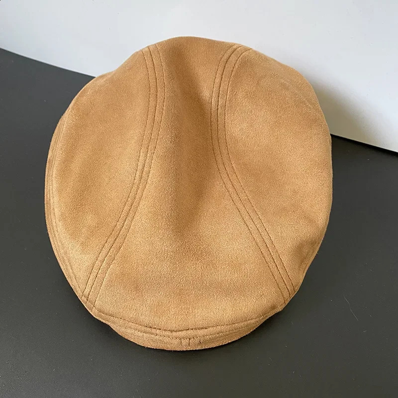 Casual Suede Autumn Winter Beret Men British Retr Hat Women Camel Forward Fashion Duckbill Driving Hats Cabbie Cap 240805