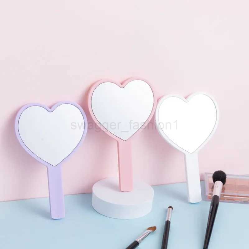 Heart Shaped Hand-held Vanity Mirror with Handle Portable Vanity Mirror Cute Small Mirror Portable Beauty Mirrors Cosmetic ToolsXJ240813