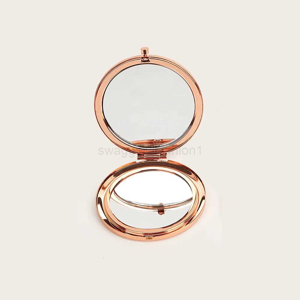 Round Double Side Metal Pocket Mirror Makeup Folding Mirror Hand Held Make Up Mini Mirror Cosmetic Gifts Purse For TravelXJ240813