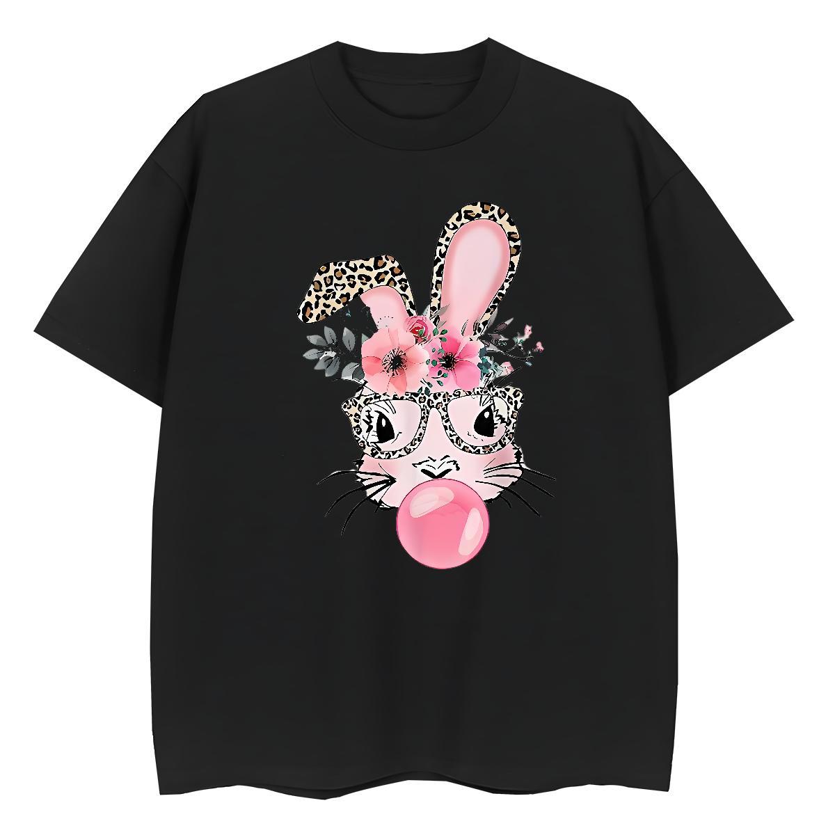 Unisex T-Shirts for Men rabbit Crew Neck Breathable Street wear Hip Hop Custom Cartoon 230g Cotton Tshirts Wholesale Polos