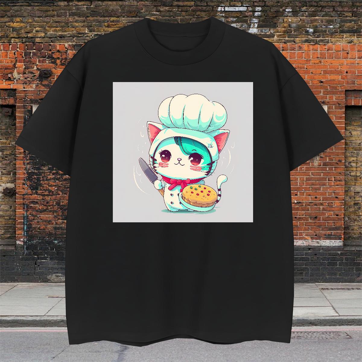 Wholesale T shirt cat Breathable Crew Neck Beach Custom Cartoon 230g Cotton Tshirt for Man Woman 2024 Designer Clothings