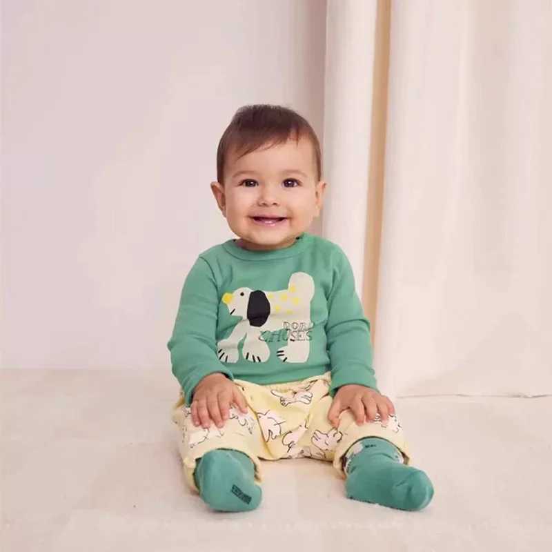 Fall 2024 baby crawling clothing BC brand cotton casual boy and girl baby jumpsuit cartoon full print pants childrens clothing W240812