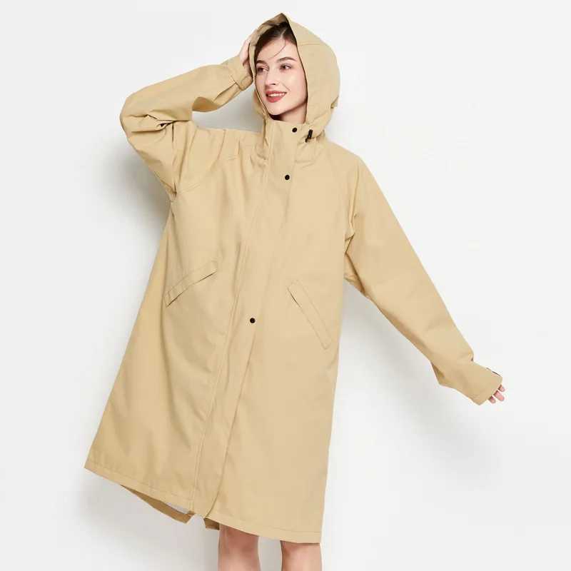 Lightweight Raincoat Women Waterproof Long Rain Coat Jacket Zip Pocket Y240810