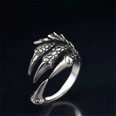 Cluster Rings 1 Titanium Steel Eagle Dragon Claw Halloween Skull Ring Hot Selling Mens Leading Open Rock Animal Jewelry H240813